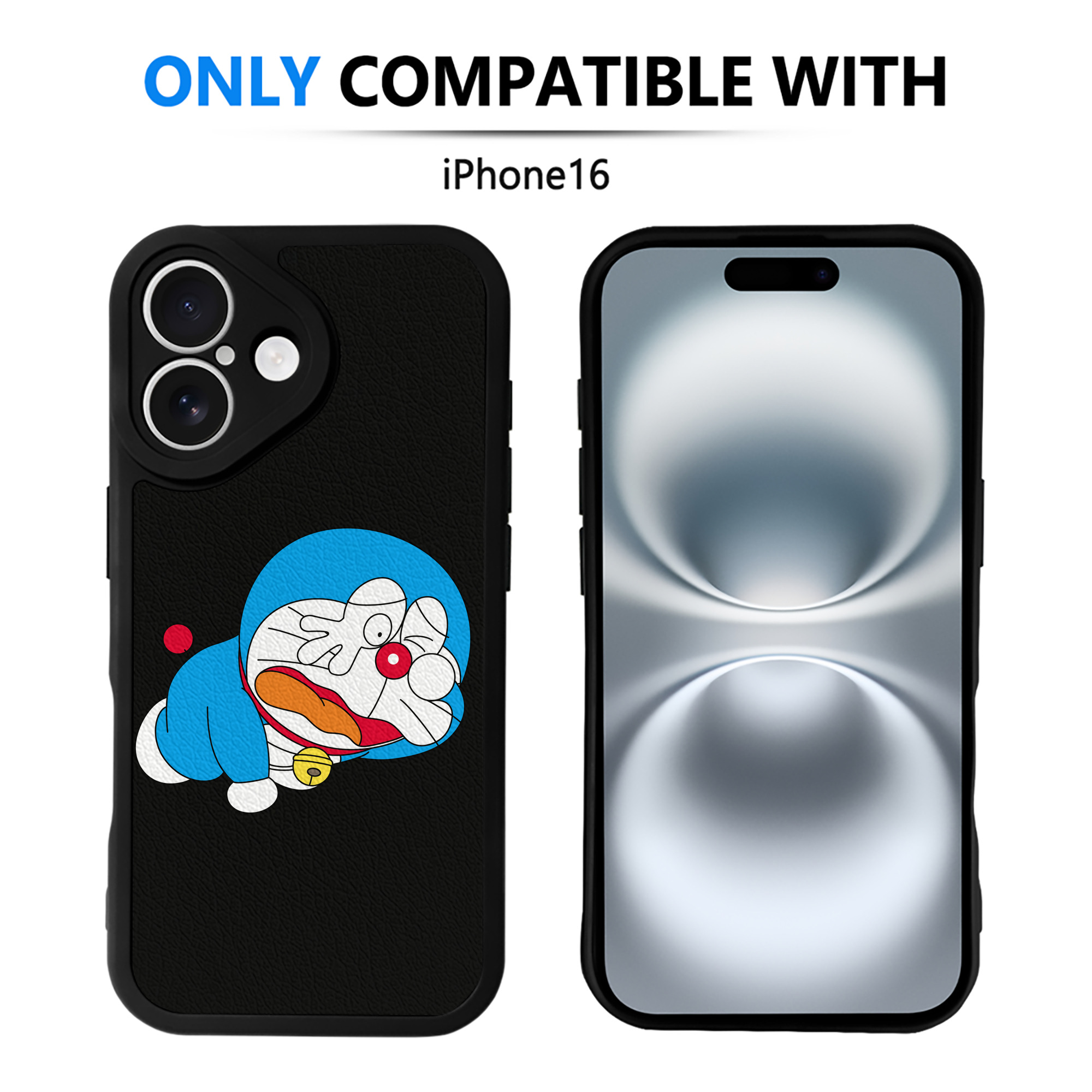 （画像用） ドラえもん Doraemon 【iPhone 16シリーズ対応】シリコンスマホケース（レザー調） 材質：シリコン